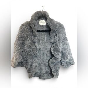 Patrizia Luca Milano Genuine Rabbit Fur Jacket Gray Luxury Italian Shrug S/M